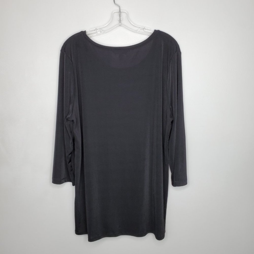 Laura Ashley Black Blue Purple Pullover Top With Eyelash Lace Trim, XL - Picture 5 of 11
